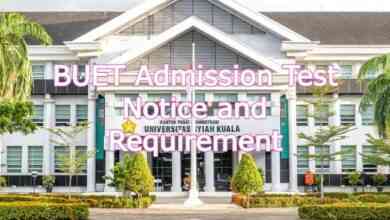 BUET Admission Test Notice and Requirement